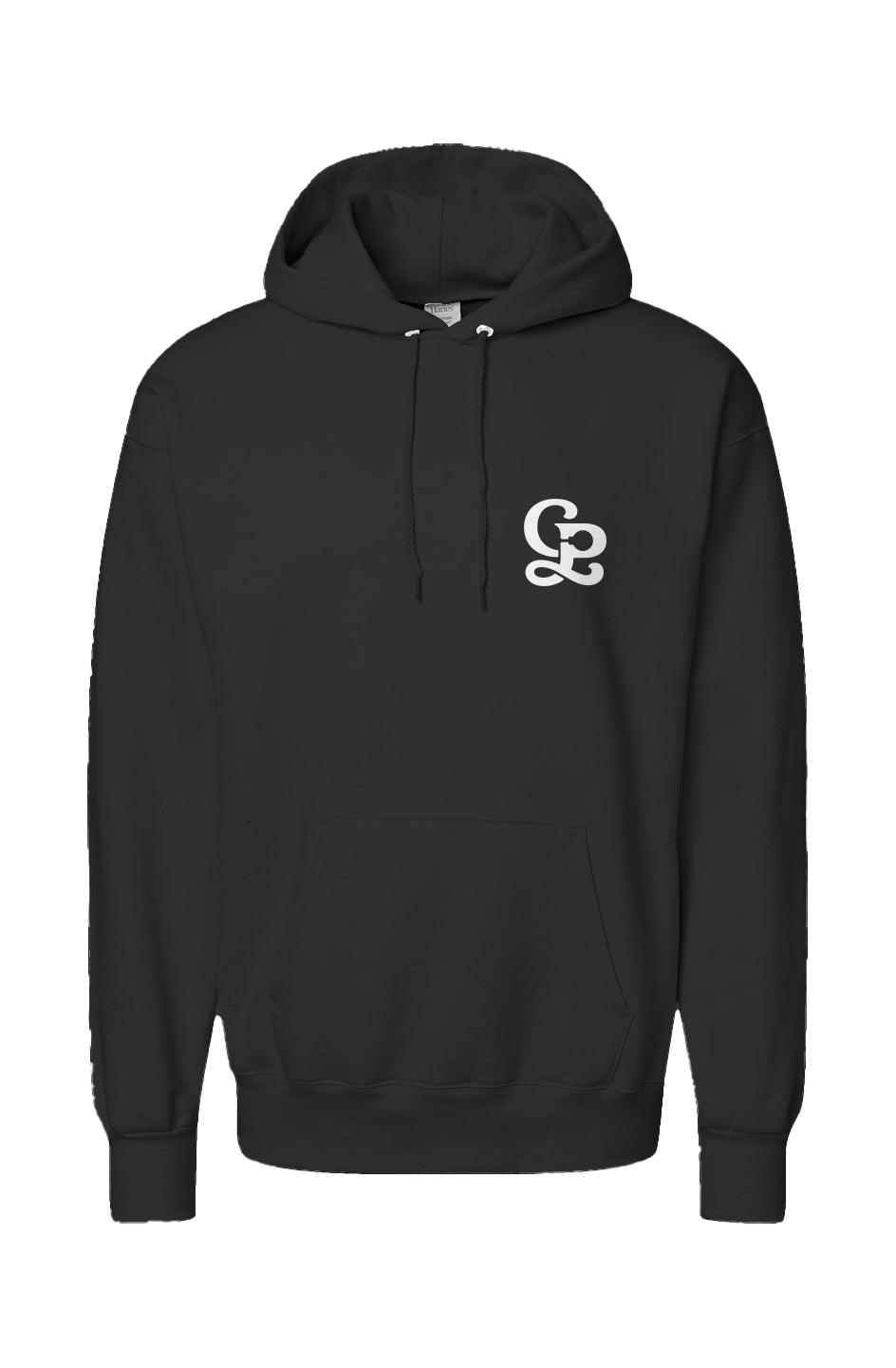 Ultimate Cotton® Hooded Sweatshirt - Left Chest Black, Natural and Charcoal Heather.