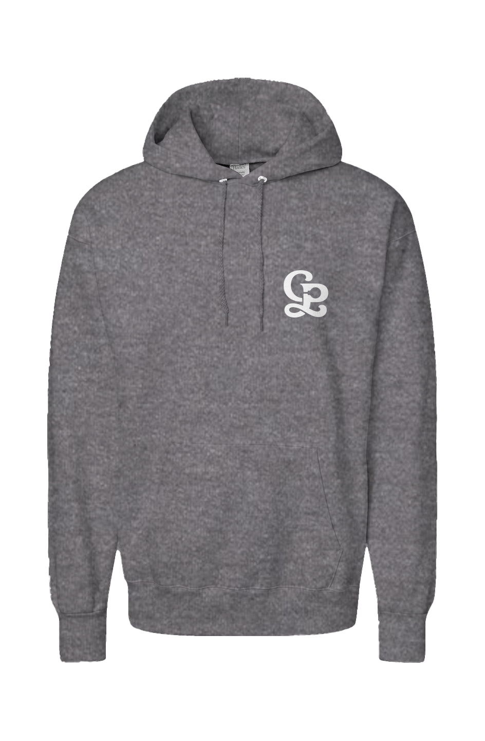 Ultimate Cotton® Hooded Sweatshirt - Left Chest Black, Natural and Charcoal Heather.